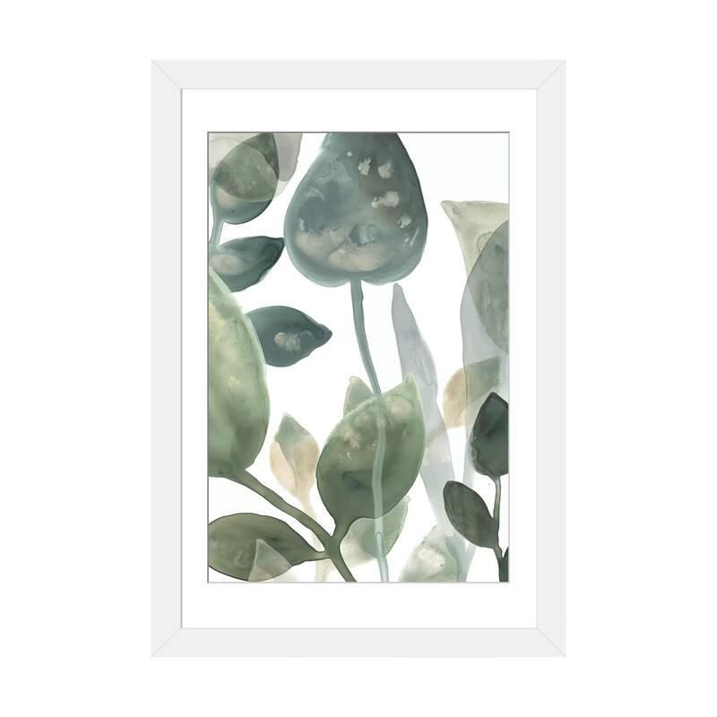 iCanvas "Water Leaves I" by June Erica Vess - White - 24x16x1