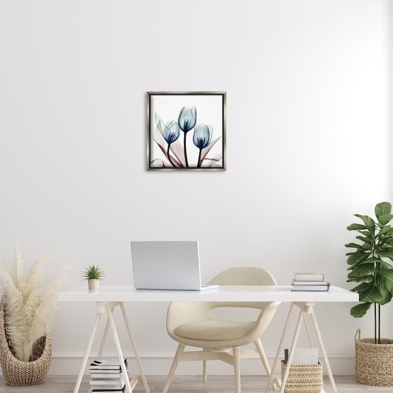 Stupell Chic Blue Translucent Tulips Framed Floater Canvas Wall Art Design By Albert Koetsier