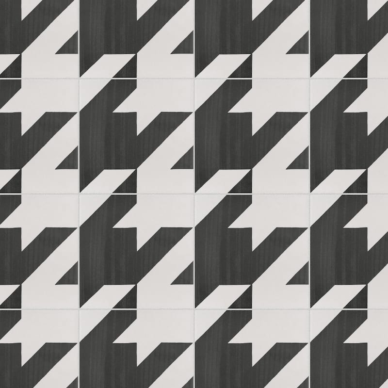 Merola Tile Caprice Tweed Black and White 7-7/8" x 7-7/8" Porcelain Floor and Wall Tile