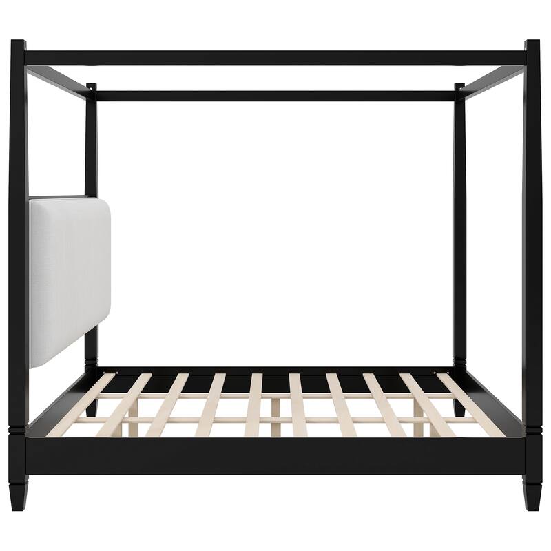 Canopy Platform Bed with Upholstered Headboard by Harper&Bright Designs