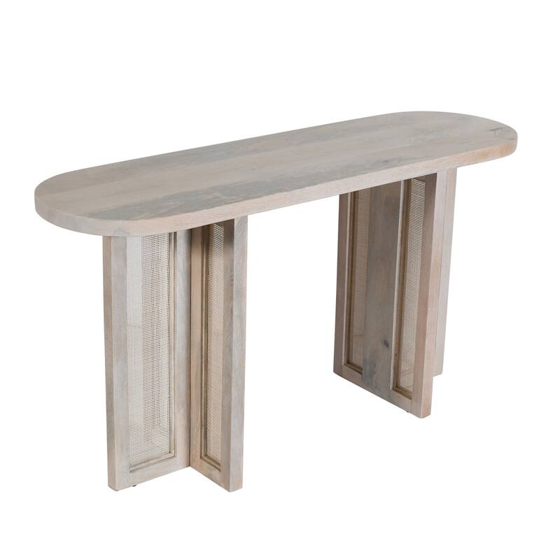 Sevita Wylie Handmade Coastal Whitewashed Oval Console Table - 57" W x 17" D x 30" H