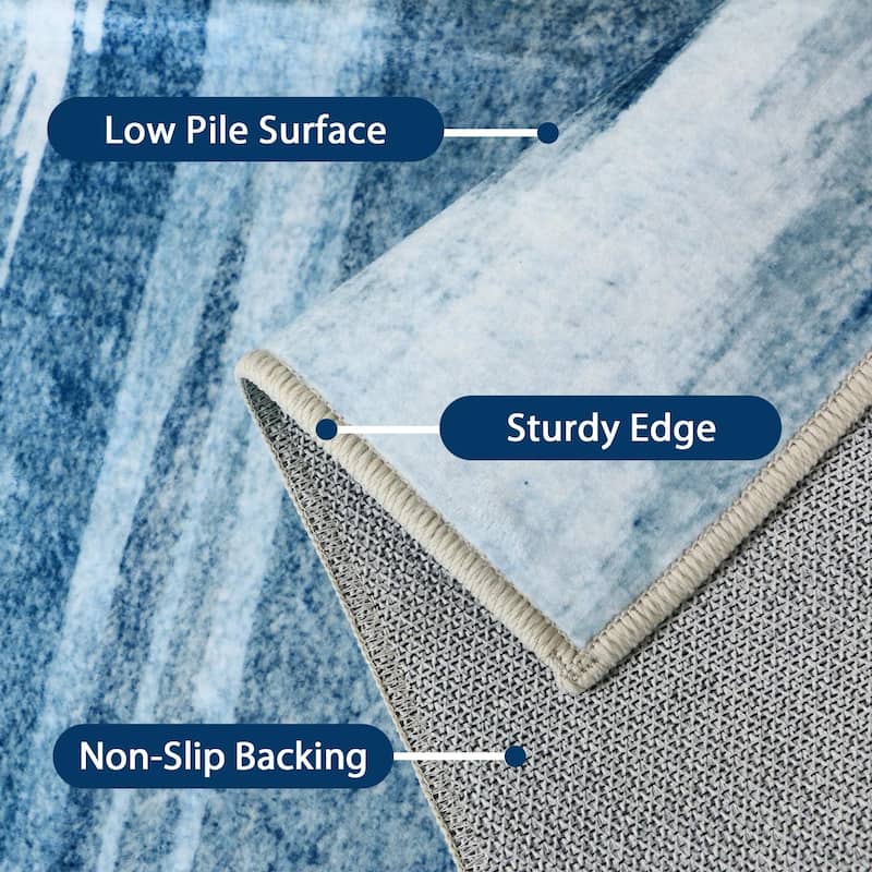 Mcow Modern Abstract Machine Washable Low Pile Area Rugs - 8'X10'