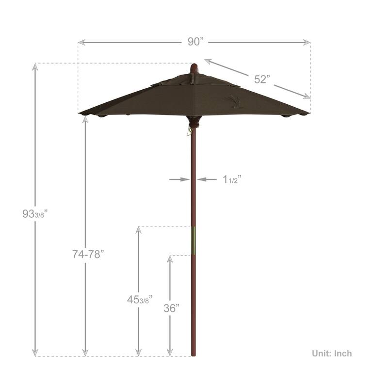 Port Lavaca 7.5ft Round Sunbrella Wooden Patio Umbrella by Havenside Home, Base Not Included