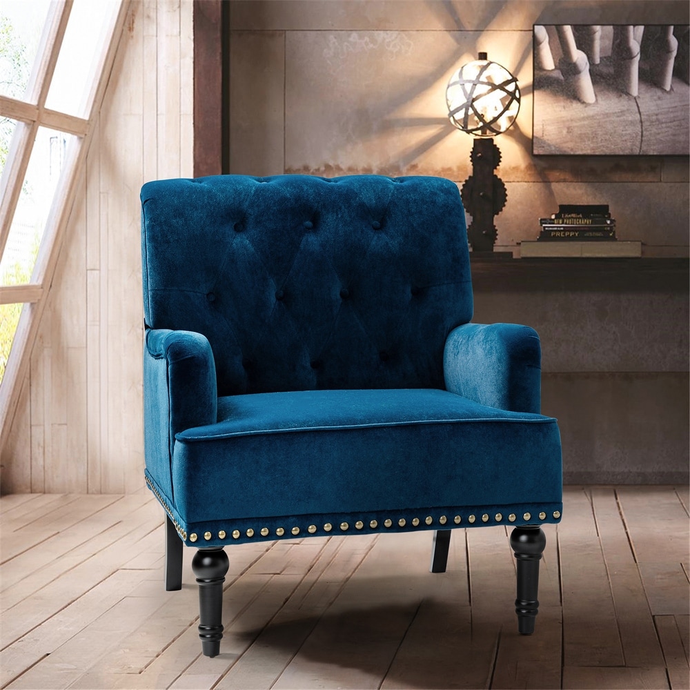 Pier one blue velvet hot sale chair