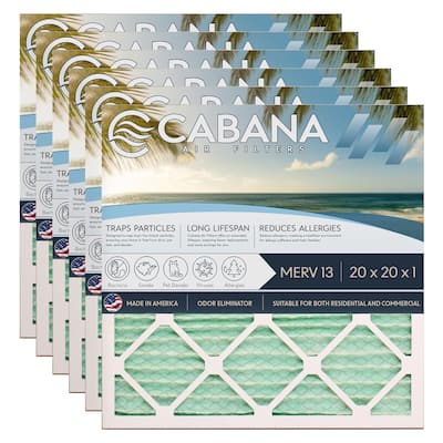 Cabana Air Filters 6 Pack HVAC Furnace Air Filters, MERV 13, 20 x 20 x 1, White - 0.78