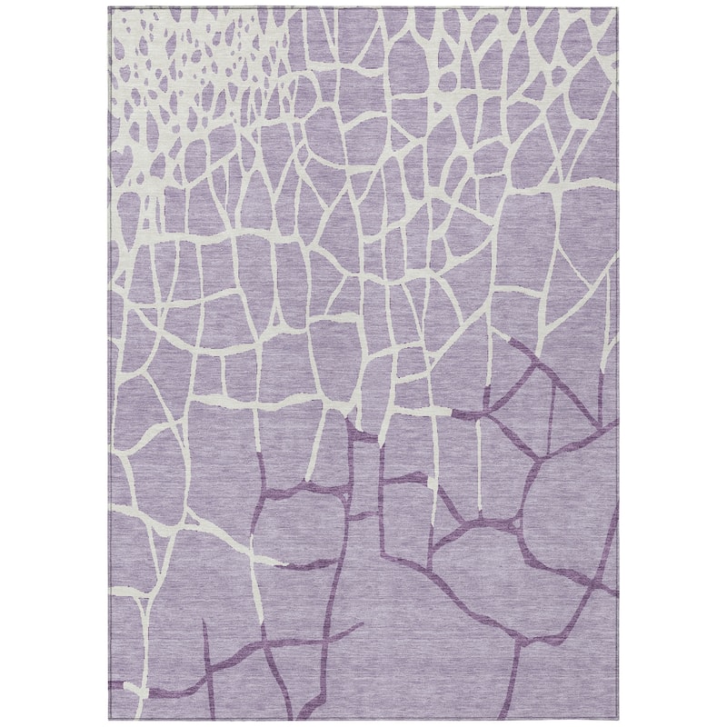 Machine Washable Indoor/ Outdoor Abstract Webby Chantille Rug