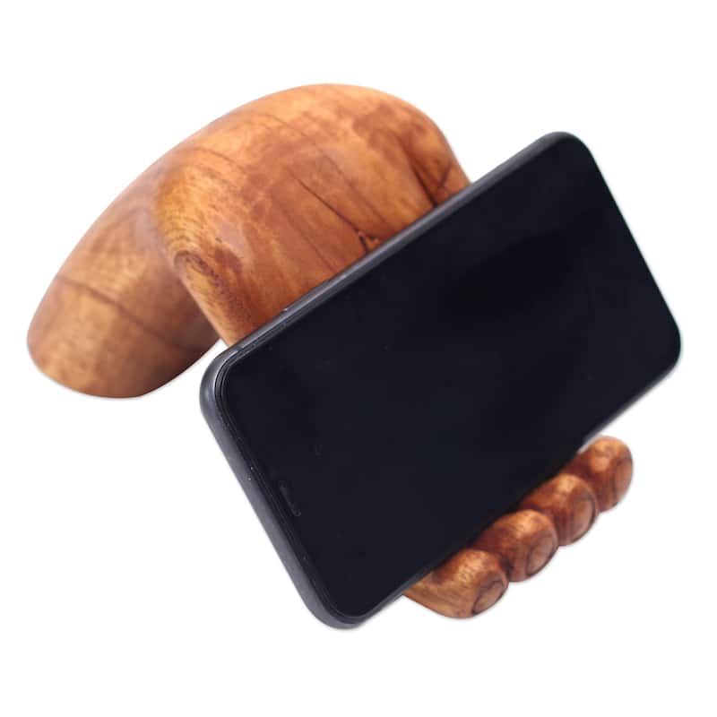 Novica Handmade Take My Hand Wood Phone Stand