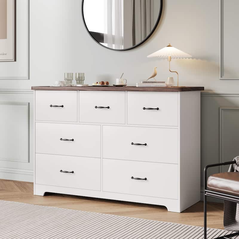 47.16" W Double Dresser, 7 Drawer Dresser