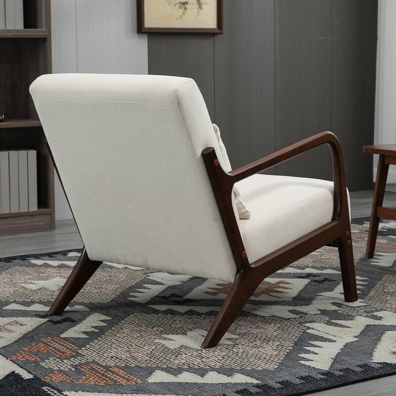 Mid-Century Velvet Upholstered Accent Chair Armchair w/Waist Cushion