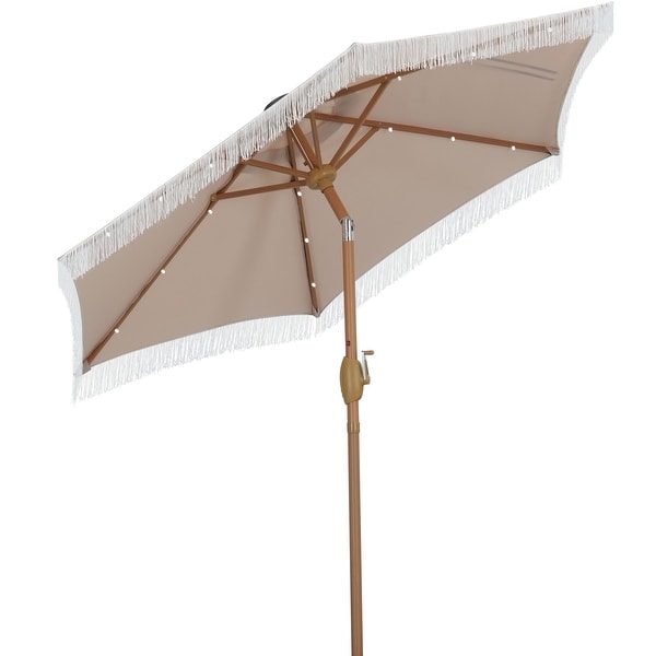 Ainfox 7FT Outdoor Patio Umbrella with Tilt Fringe Tassel Umbrella