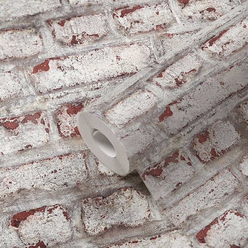 Galerie Wallcoverings Bricks and More Collection Distressed Plastered Brick Matte Finish Vinyl on Non-woven Wallpaper Roll