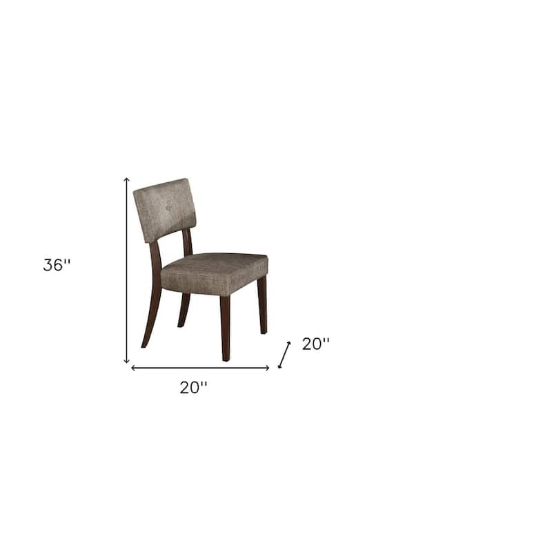 Set of Two Tufted Gray And Brown Upholstered Fabric Open Back Dining Side Chairs