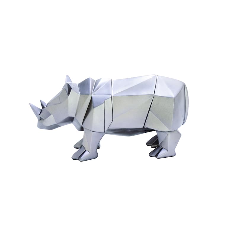 CosmoLiving by Cosmopolitan Silver Polystone Rhino Decorative Sculpture