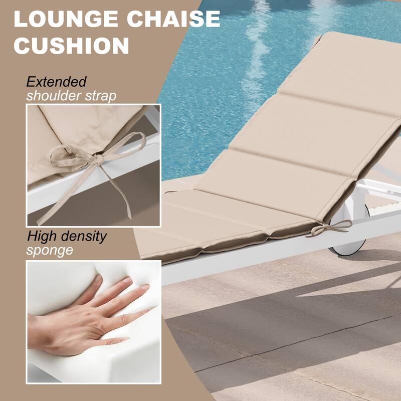 VredHom Outdoor Patio Chaise Lounge Rollable Cushion Lounger Pad