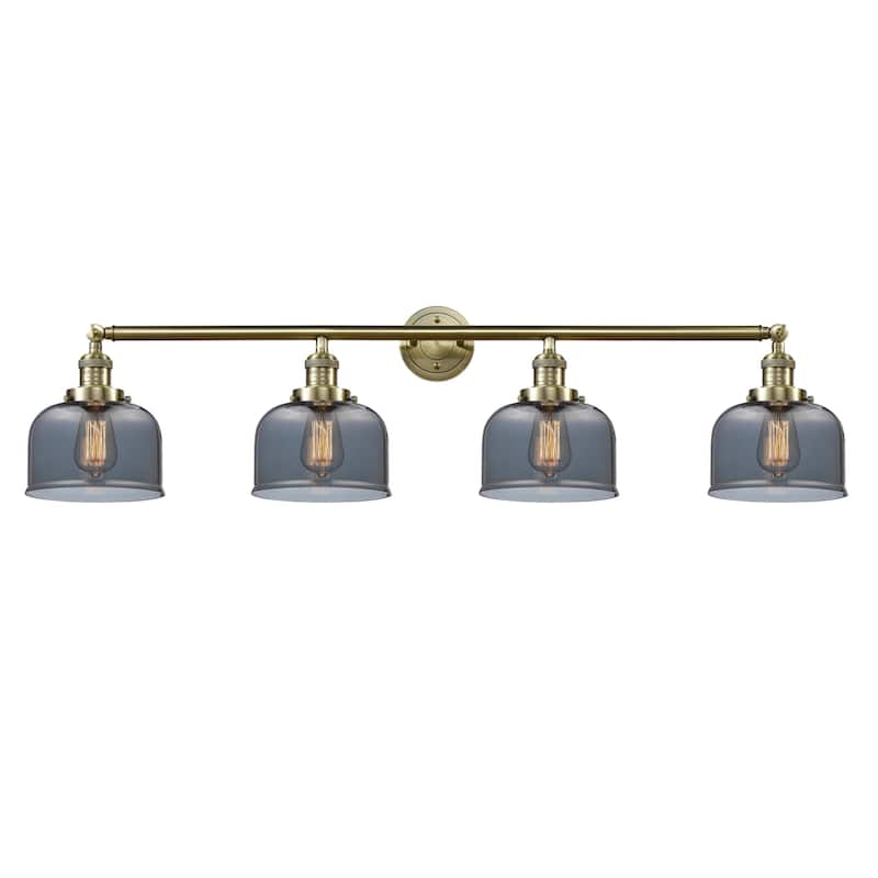 Innovations Lighting 215-10-44 Bell Vanity Bell 4 Light 44" Wide - Antique Brass / Plated Smoke