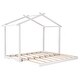 preview thumbnail 7 of 9, Twin XL/King Size House Platform Bed with Trundle, Roof Design for Kids Teens, Wooden House Bedframe w/Customizable Themes,White