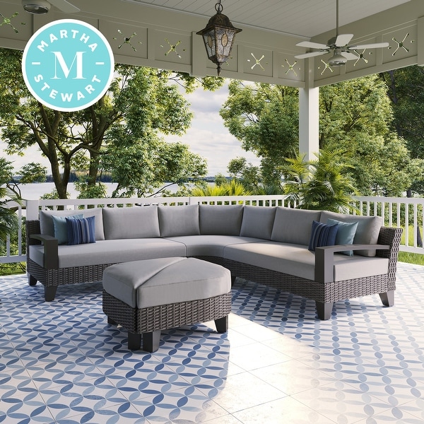 Shop Martha Stewart Oakland 5-Piece Grey Sectional Patio Set with Ottomans - On Sale - Overstock 