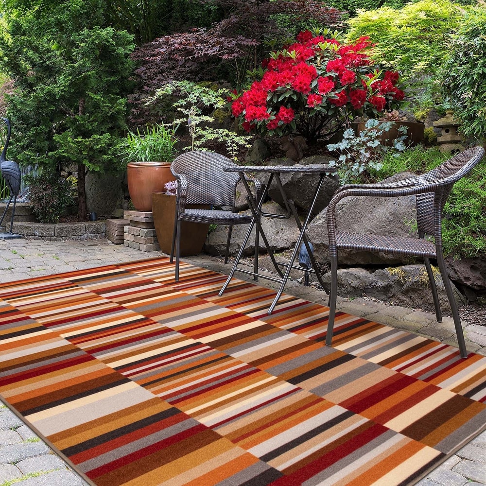 Superior Arden Modern Striped Indoor Outdoor Area Rug