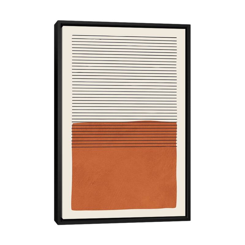 iCanvas "Burnt Orange Black Lines" by EmcDesignLab Framed Canvas Print - Black - 48x32