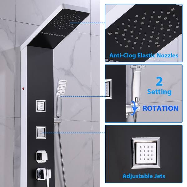 50in Led Shower Panel Tower System In Silver And Black Overstock 32116322