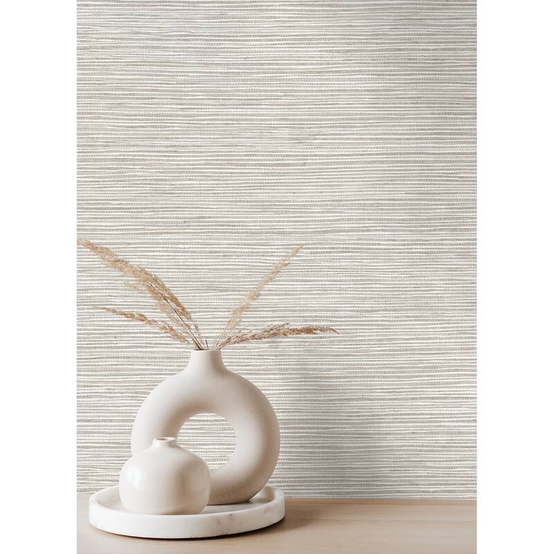Advantage Alton Light Grey Faux Grasscloth Wallpaper