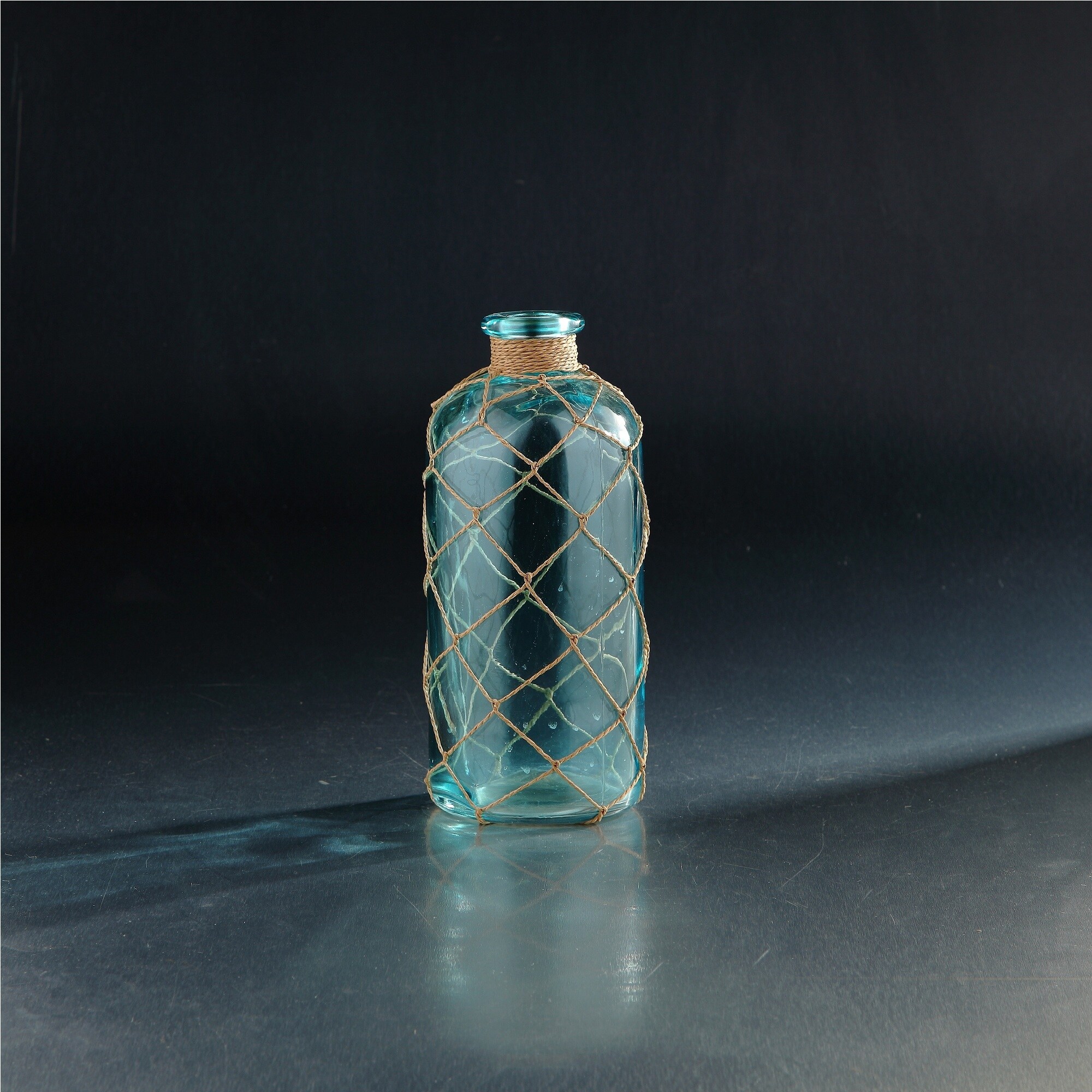 Shop 10 Translucent Blue Glass Bottle Vases With Rope Net