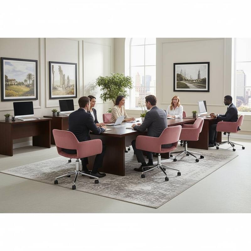 Homylin Modern Velvet Upholstered Task Chair with 360 Degree Swivel