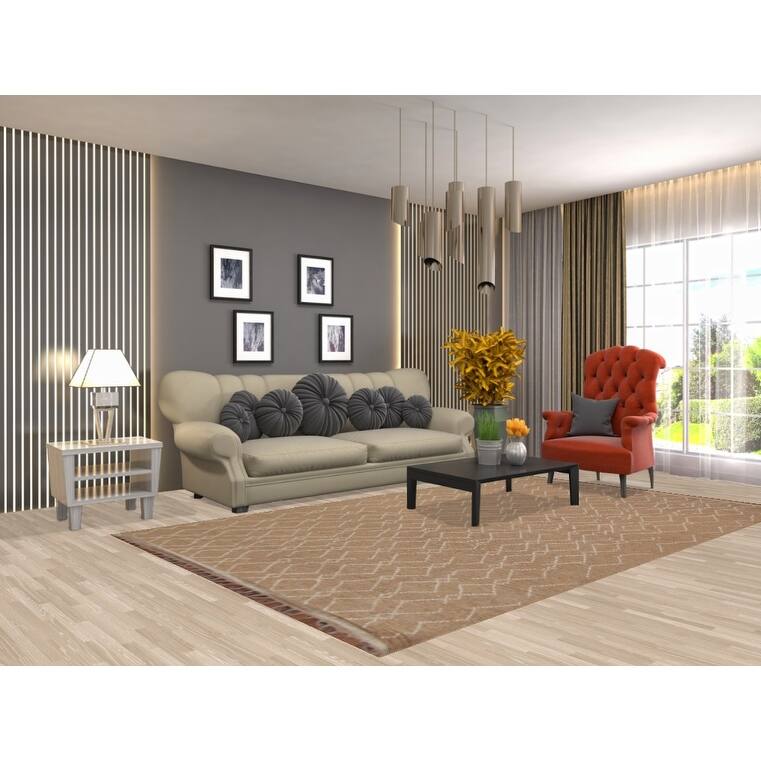 Earth Tone Moroccan Oriental Area Rug Handmade Brown Wool Carpet - 6'0"x 9'10"