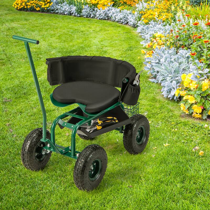 Costway Rolling Garden Cart Outdoor Gardening Workseat withAdjustable - See Details