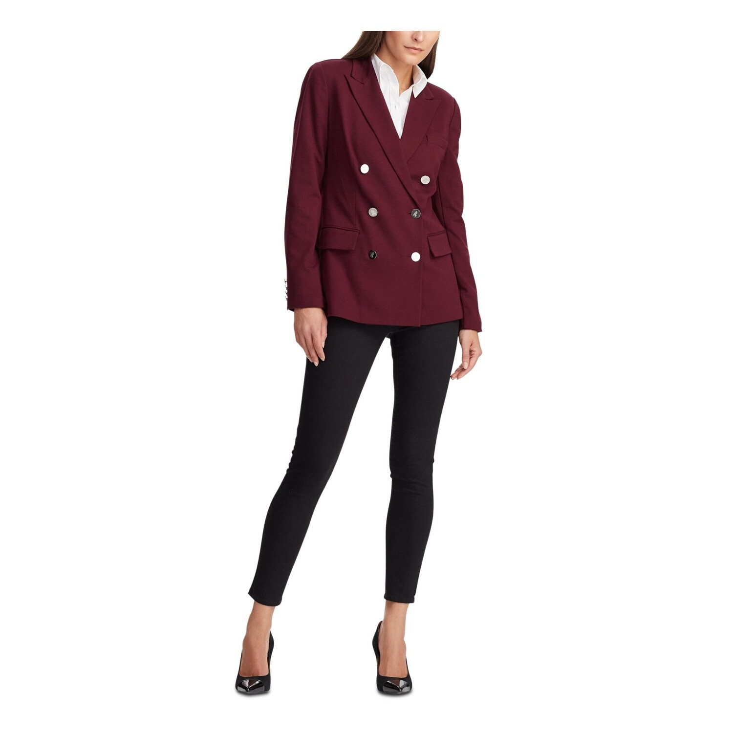 burgundy blazer outfit women