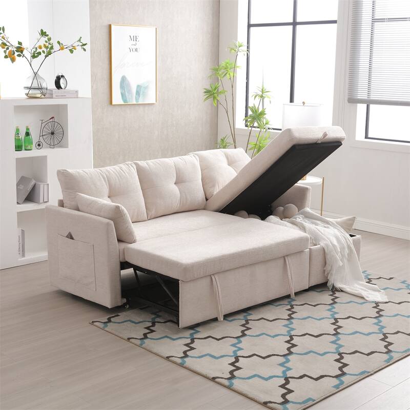 L Shaped Modular Sectional Sofa w/ Reversible Chaise and Storage Seat
