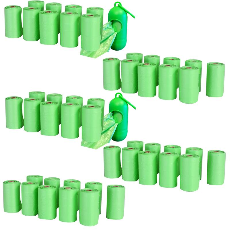 50 Rolls (1000 bags) Standard Size Dog Waste Bags with 2 Leash Clip Dispensers