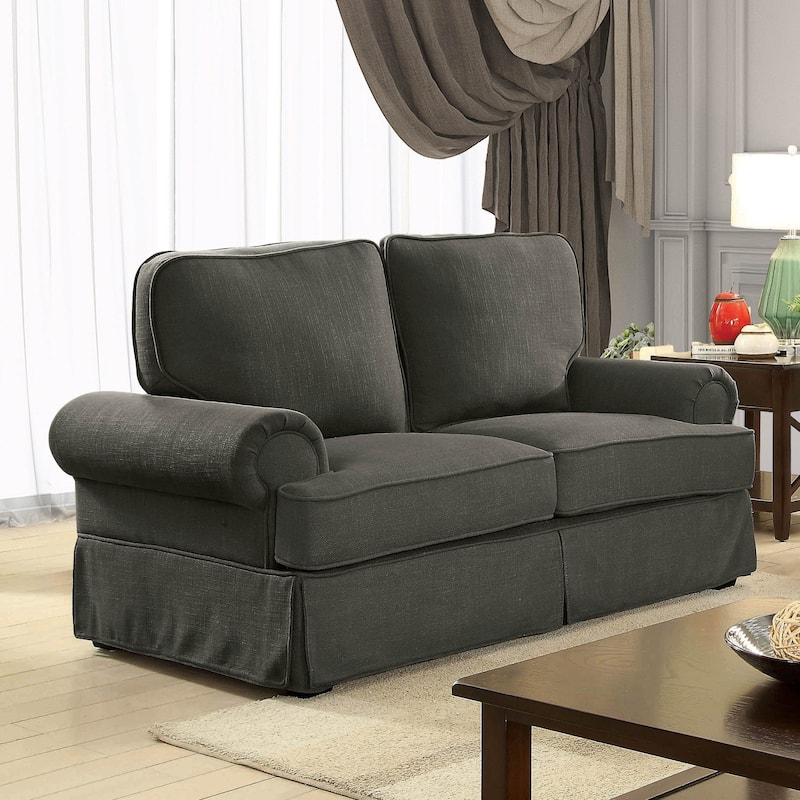 Cupa Contemporary Linen Fabric Padded Loveseat by Furniture of America - Grey