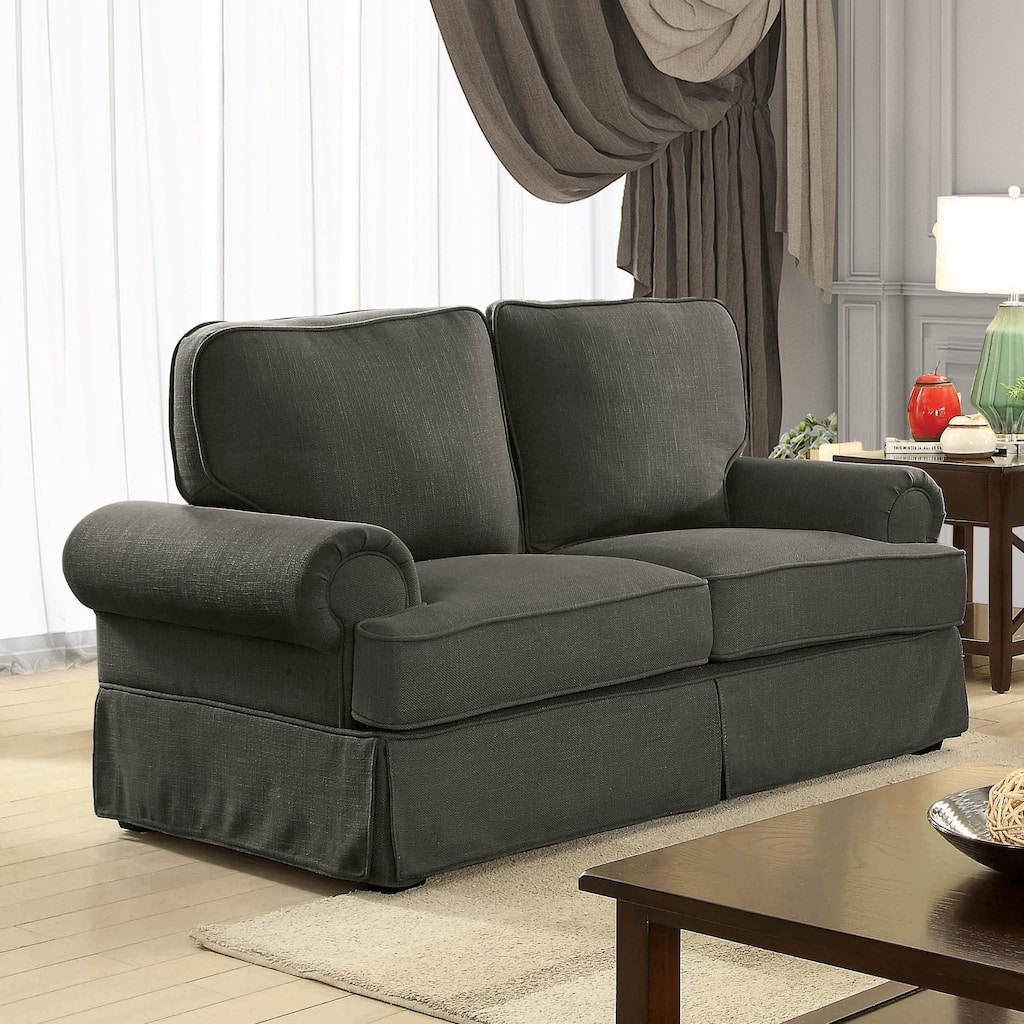 Cupa Contemporary Linen Fabric Padded Loveseat by Furniture of America