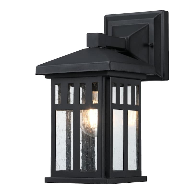 Westinghouse Lighting Burnham One Light Outdoor Wall Fixture, Textured Black Finish, Clear Seeded Glass - 1-Light