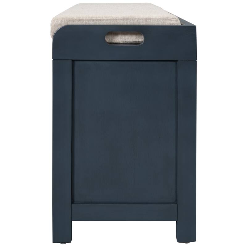 Rustic Storage Bench with Removable Cushion, Basket & Drawers - Ideal for Farmhouse Decor