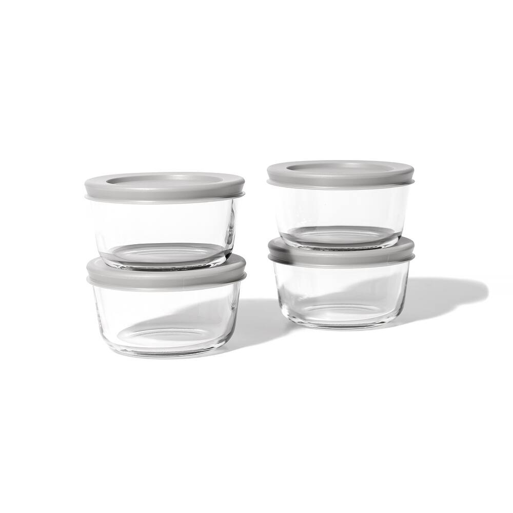 Glass Food Storage Containers Set - Round, 1-Cup (8oz) BPA-Free, Microwave & Oven Safe, Airtight Lids