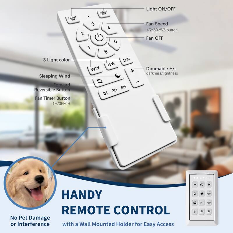 52 inch Mordern Flush Mount Ceiling Fan with Light and Remote Control