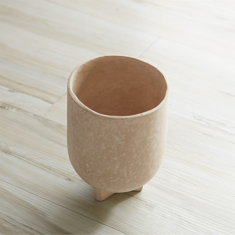 Rustic Footed Paper Chalk Vase - 7" - Beige
