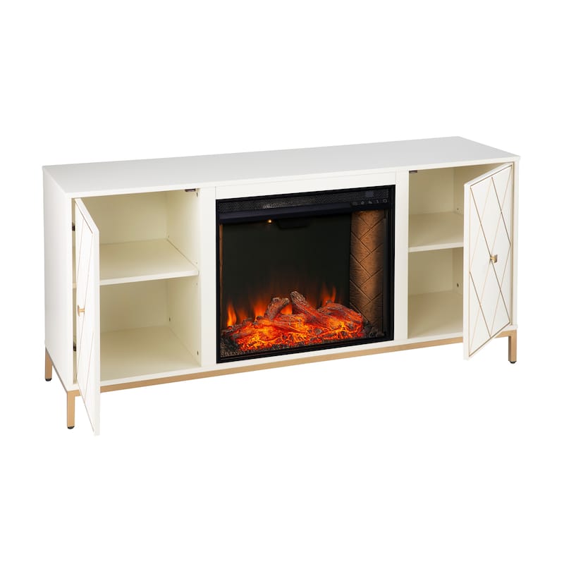 SEI Furniture Marradi Modern Media TV Stand with Storage & Electric Fireplace Insert