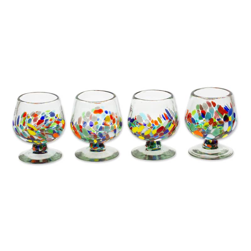 Novica Handmade Chromatic Ceremony Handblown Glass Goblets (Set Of 4)