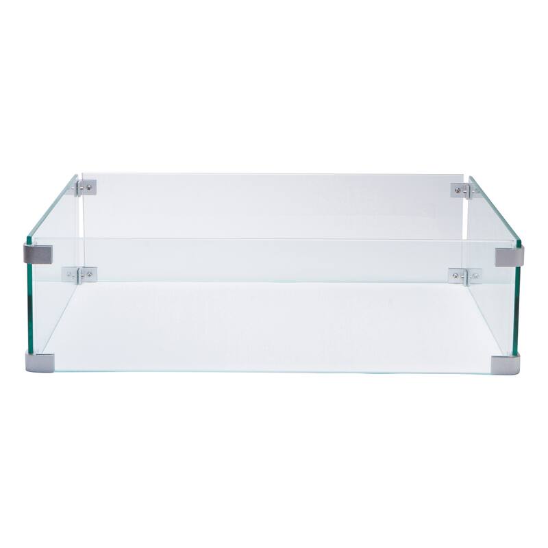Fire & Flare Patio Firepit Tempered Glass Wind Guard 36.5" L x 10.5" D - 21.5" X 21.5"