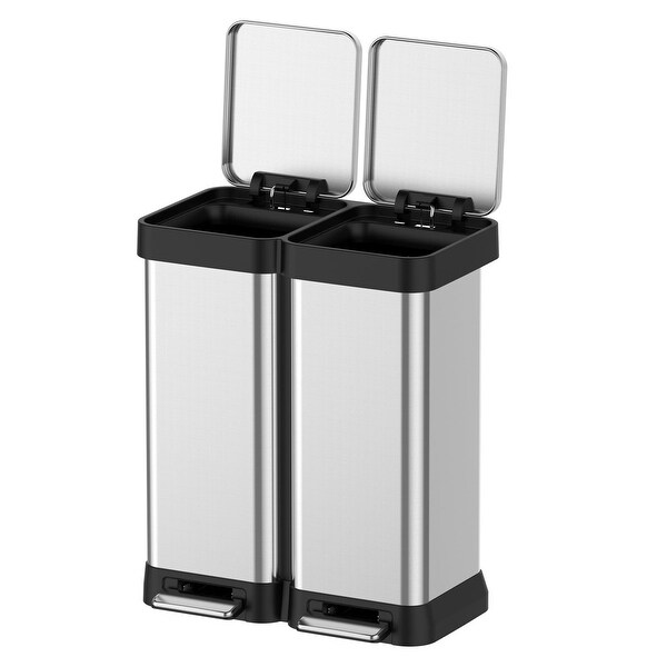 Large Capcity Dual Trash and Recycling Bin, Fingerprint