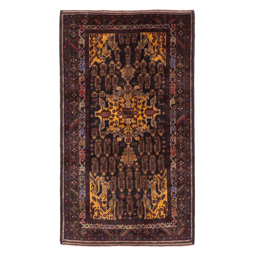 ECARPETGALLERY Hand-knotted Teimani Black Wool Rug - 3'8 x 6'6