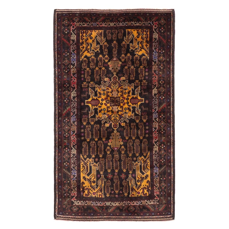 ECARPETGALLERY Hand-knotted Teimani Black Wool Rug - 3'8 x 6'6