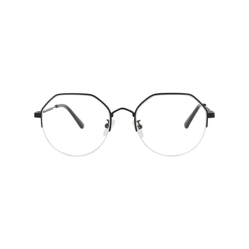 McQ Alexander McQueen Round-Frame Metal Optical Frames, Transparent Lens, Matte Black Frame