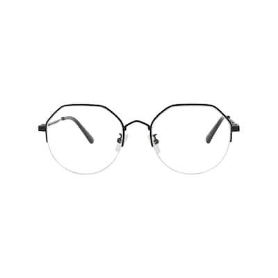 McQ Alexander McQueen Round-Frame Metal Optical Frames, Transparent Lens, Matte Black Frame