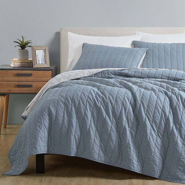 激安正規品 Beaute Reversible Set,3-Piece Coverlet Quilt Cotton Solid トップス