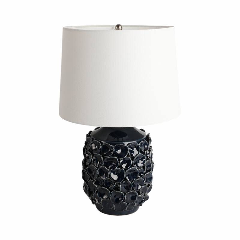 Decorative Textured Ceramic Table Lamp - 25", White & Blue - 25.0"