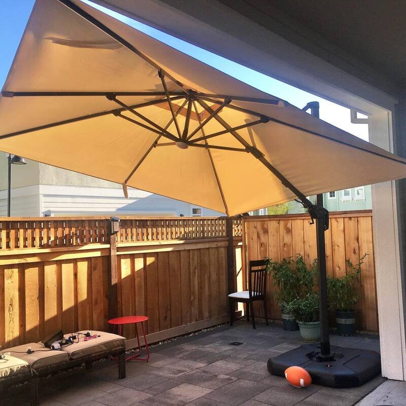 PURPLE LEAF 10 ft Square 360 Degree Rotation Patio Cantilever Umbrella